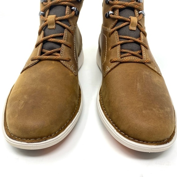 Clarks Larvik Mid Leather Lace Up Boot Dark Tan Oily - Picture 4 of 9